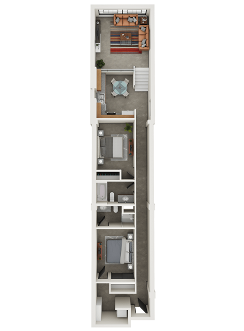 Floor plan for 2 beds, 2 baths, 1006 sqft